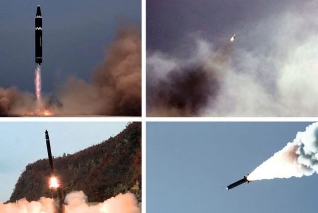 پیانگ یانگ: شمالی کوریا کا کہنا ہے کہ اس نے میزائل تجربات اپنے سخت حریف ممالک جنوبی کوریا اور امریکا پر حملے کے لیے کیے اور یہ جنگی مشقیں جاری رہیں گی۔ عالمی خبر رساں ادارے کے مطابق شمالی کوریا نے گزشتہ ایک ہفتے کے دوران درجنوں میزائل داغے اور جنگی طیاروں کی سمندر حدود میں پروازوں کو بڑھادیا جس پر شمالی کوریا کی فوج کا کہنا تھا کہ یہ مہمات جنوبی کوریا اور امریکی فضائیہ کی بڑی فوجی مشقوں کے خلاف بطور احتجاج کی گئیں۔ شمالی کوریا کی فوج کا کہنا تھا کہ ہتھیاروں کے تجربات میں ڈسپریشن وار ہیڈز سے لدے بیلسٹک میزائل اور زیر زمین دراندازی کے وار ہیڈز شامل تھے جن کا مقصد دشمن کے فضائی اڈوں پر حملہ کرنا تھا۔ علاوہ ازیں زمین سے فضا میں مار کرنے والے میزائل کے تجربات کیے جو دشمن کے طیاروں کو مختلف اونچائیوں اور فاصلوں پر “فنا” کرنے کے لیے بنائے گئے ہیں۔ تجربات میں اسٹریٹجک کروز میزائل جنوبی کوریا کے جنوب مشرقی ساحلی شہر السان سے 80 کلومیٹر دور بین الاقوامی پانیوں میں گرے۔ شمال کی فوج نے فنکشنل وار ہیڈ کے ساتھ ایک بیلسٹک میزائل کے ایک اہم تجربے کا بھی دعویٰ کیا جس کے ذریعے دشمن کے آپریشن کمانڈ سسٹم کو مفلوج کر دیا گیا لیکن کچھ مبصرین کو شک ہے کہ شمالی کوریا کے ہاس ایسے برقناطیسی حملے کی صلاحیت نہیں۔ شمالی کوریا کی فوج کی جانب سے جاری بیان میں مزید کہا گیا کہ میزائل تجربات جنوبی کوریا اور امریکی اہداف جیسے کہ فضائی اڈوں اور آپریشن کمانڈ سسٹم کو مختلف قسم کے میزائلوں کے ساتھ “بے رحمی سے نشانہ بنانے کی مشقیں تھیں جن میں ممکنہ طور پر جوہری صلاحیت کے ہتھیار شامل تھے۔ جس پر امریکا اور جنوبی کوریا نے مشترکہ فوجی مشقیں جاری رکھنے کے عزم کا اظہار کرتے ہوئے شمالی کوریا کو خبردار کیا کہ جوہری ہتھیاروں کے استعمال کے نتیجے میں کِم جونگ اُن کی حکومت کا خاتمہ ہوگا۔ شمالی کوریا کی جواباً فوجی مشقوں کو ماہرین حکمراں کِم جونگ اُن کے اپنے حریفوں کی فوجی مشقوں کے دباؤ کے سامنے پیچھے نہ ہٹنے کے عزم کی نشاندہی سمجھتے لیکن کچھ ماہرین کی رائے ہے کہ کِم جونگ اُن نے اپنی مشقوں کو جوہری ہتھیاروں کو جدید بنانے سمیت امریکا اور جنوبی کوریا کے ساتھ مستقبل کے معاملات میں اپنا فائدہ بڑھانے کے بہانے کے طور پر بھی استعمال کیا۔