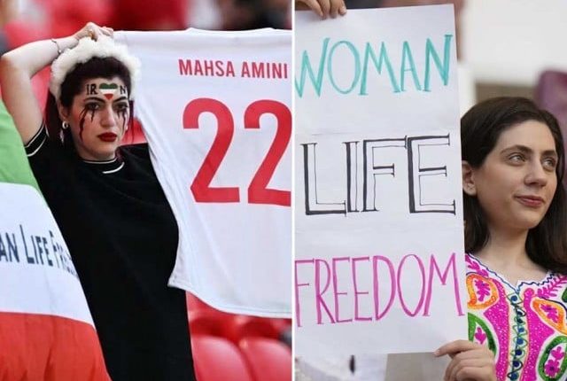 فیفا ورلڈکپ؛ مہسا امینی والی شرٹ پہننے پر ایرانی خواتین کو اسٹیڈیم سے نکال دیا گیا