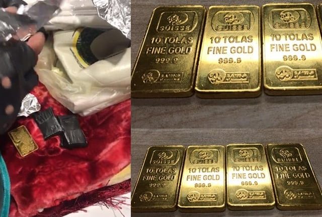 بحرین اور دبئی سے آنے والے مسافروں سے 70 تولے سونے کی اینٹیں برآمد